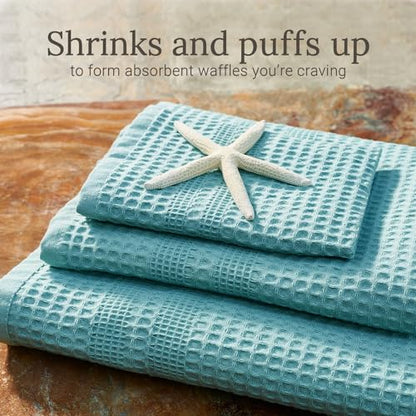 GILDEN TREE Waffle Towels Wash Cloths for Showering, Exfoliating Washcloth Face Towels, Quick Dry Towel Cotton Washcloths Set of 4, Classic Style (Seafoam) - color: Seafoam, size: Washcloth (4 Pack)