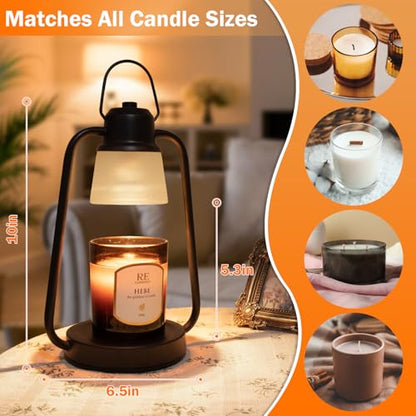 Candle Warmer Lamp with Timer and Dimmer for Scented Jar Candles | Metal candle warmer with 4 brightness levels, 2/4/8-hour timer and one 50W bulb for bedrooms, offices and living rooms - color: Candle Warmer Lamp