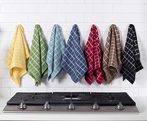Ritz Premium 100% Cotton Terry Check Kitchen Dish Towels - Highly Absorbent, Super Soft, Long-Lasting, 25"x15", 3-Pack, Federal Blue - color: Federal Blue, size: 3-Pack - Kitchen Towel