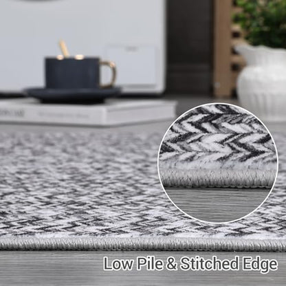 ROYHOME Hallway Runner Rug 2x8 Print Braided Washable Runner Rug for Entryway - color: Grey, size: 2' x 8' (Rectangular)