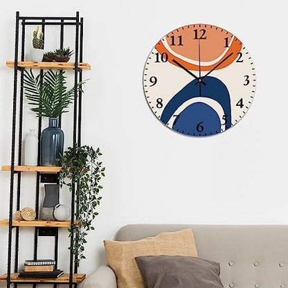 Abstract Geometry Wall Clock 10x10 Inch Farmhouse PVC Wall Clocks Battery Operated Silent Modern Wall Hanging Round PVC Clock for Kitchen Classroom Office - color: Style-8, size: 10x10in（black）