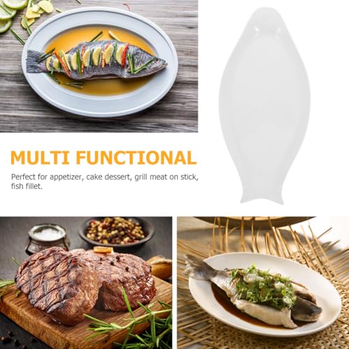 Hemoton Oval Fish Plate Ceramic Steamed Pure White Serving Platter for Kitchen Platters for Serving Food Sushi Rolls Fruit Slices Appetizers 15.74 X 7.48 X 0.98 in - size: 38x18cm