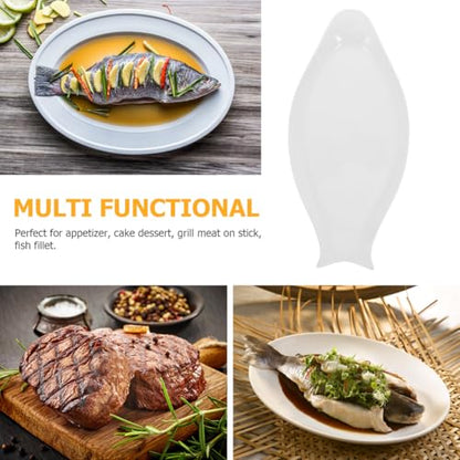 Hemoton Oval Fish Plate Ceramic Steamed Pure White Serving Platter for Kitchen Platters for Serving Food Sushi Rolls Fruit Slices Appetizers 15.74 X 7.48 X 0.98 in - size: 38x18cm