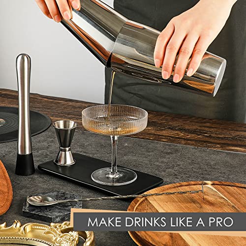 Tessco for you Cocktail Shaker Set, 16 Pcs Stainless Steel Bar Set Including Boston Shaker, Muddler, Double Measuring Jigger, Mixing Spoon, Alcohol Accessories Tool for Home Bar, Gift for Beginner