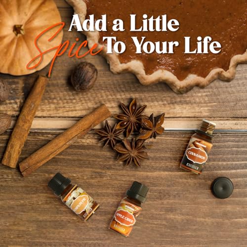 ARVIDSSON Autumn Spice Essential Oils Set, Fall Essential Oil for Diffuser - Cinnamon, Pumpkin Pie, Harvest Spice, Apple Cider, Gingerbread, Snickerdoodle, Cozy Fragrance Oils - color: Brown