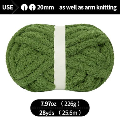 Franel Yellow Chunky Chenille Yarn for Hand Knitting Blanket (8 Pack, Total 64oz) - Shed-Resistant Fluffy Jumbo Yarn for Crocheting, Super Bulky Big Yarn for DIY Throw, Pre-Wound & Tangle-Free - color: 25