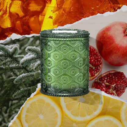 LA JOLIE MUSE Pomegranate & Pine Scented Candles for Home, Natural Soy, 40 Hrs | Luxury Green Festive Jar Candle, Clean Non Toxic, Christmas Winter Holiday Candle, Gift for Women & Family, Balsam &Cedarwood - color: Pine & Pomegranate