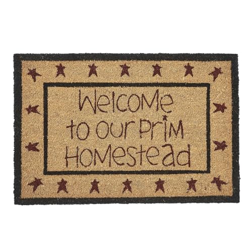 VHC Brands Coir Welcome Door Mat, Entry Rug, with PVC Backing, for Indoor Outdoor Use, Connell Collection, Rectangle Doormat, Welcome Stars, Tan - color: Welcome, size: 1'8" x 2'6" (Rectangular)