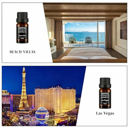 Hotel Collection Diffuser Essential Oil Gift Set,Hotel Scents for Home,Stress Relief Air Freshening,My Way,The Beach Villas and Other Luxury Hotel Scents Waterless Essential Oil Diffuser