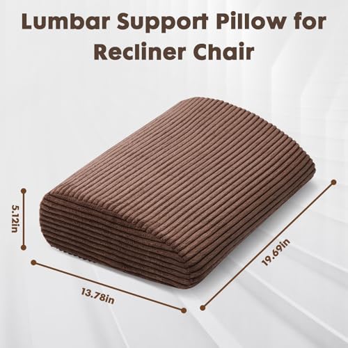 Large Lumbar Cushion Lumbar Support Pillow, Ergonomic Lumbar Pillow with Machine Washable, Help Relieve Pain of Back, Lumbar, Tailbone and Sciatic Nerve Support. (Brown) - color: Brown