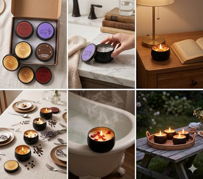 Premium Scented Soy Candle Gift Set of 4 - Coffee,Osmanthus, Rose & Lavender,Aromatherapy Candles, Spa & Relaxation, Mother's Day, Birthday,Housewarming Candle, Present Set for Mother, Women