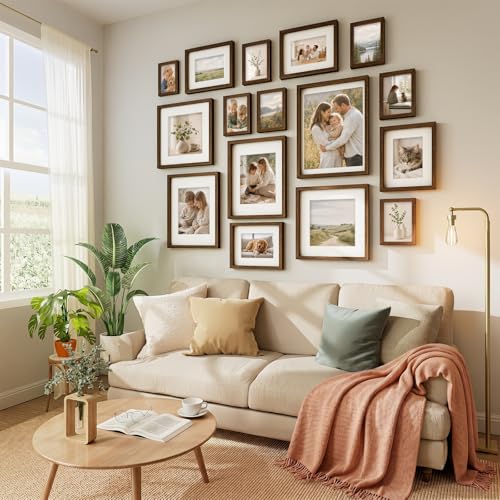 Vittanly Solid Wood 8x10 Picture Frames Set of 4, Dark Brown | 5x7 Picture Frame with Mat, Gallery Wall Frame Set, 8 x 10 Frame for Wall & Tabletop Display, Family, Pet, Christmas - color: Dark Brown, size: 8x10