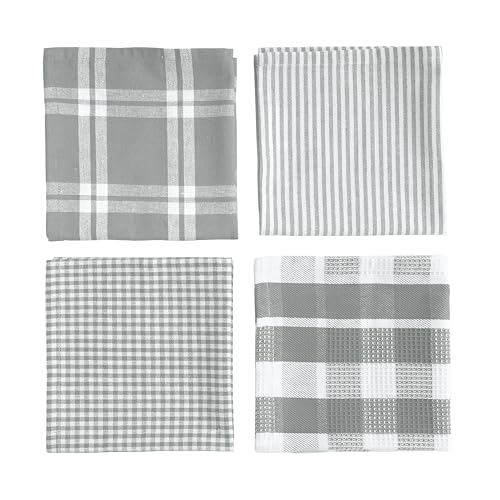 LANE LINEN 100% Cotton Kitchen Dish Cloths, Ultra Soft Absorbent Quick Drying Dish Towels, Multiweave Wash Cloths Dish Towel Sets, 12x12 Inches, 12 Pack - Grey - color: 03: Grey, size: 12"x12" - 12 Pack