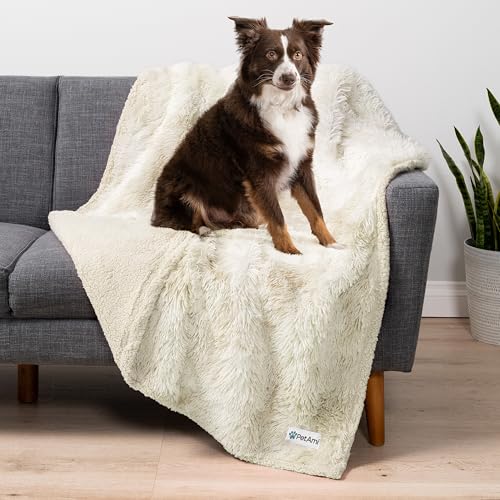 PetAmi Waterproof Dog Blanket for Couch, Bed & Furniture,Reversible Sherpa & Faux Fur Pet Blanket, Leakproof Blanket for Dog Cat, Washable Couch Protector, Soft Calming Pet Throw (40x60, Cream Beige) - color: Beige, size: Large (40x60)