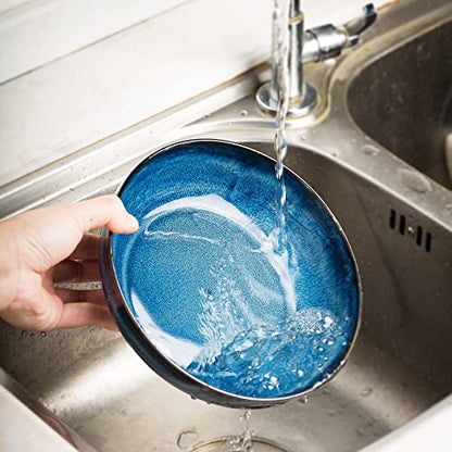 30oz Ceramic bowls set of 4-8" serving bowls for Kitchen,Pasta,Salad-Dishwasher & Microwave Safe Perfect for Housewarming, Thanksgiving, Christmas-Royal Blue - color: Royal Blue