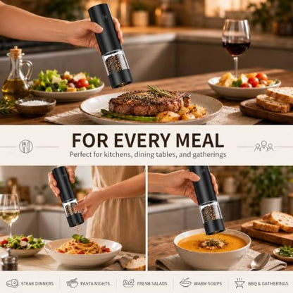 Automatic Electric Salt And Pepper Grinder Set Rechargeable Pepper Shakers | Electric Salt And Pepper Mill with Adjustable Coarseness, Upgraded large capacity, Kitchen Appliances Gifts for Women Men