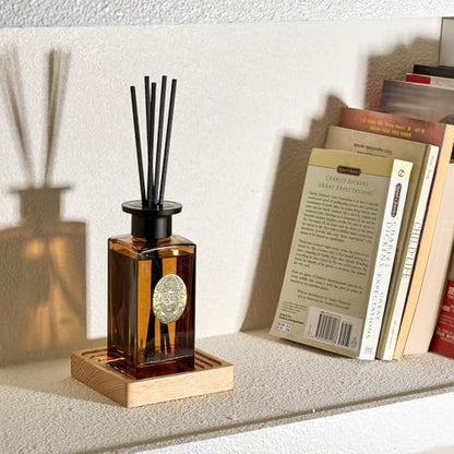 M&SENSE 6.3 oz Large Reed Diffuser Set | Tobacco Teakwood Scent Oil Diffuser with Sticks | Hotel Collection Non-Toxic Essential Oil |for Bedroom Bathroom Living Room - color: Tobacco Teakwood, size: 180ml
