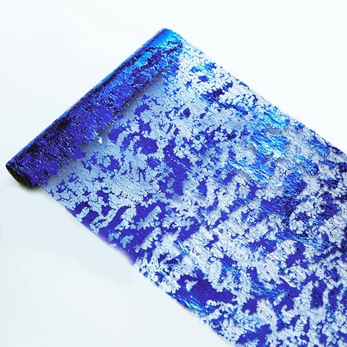 Snowkingdom 2 Pcs Royal Blue Table Runner, Sequin Glitter Metallic Foil Mesh Runner Roll 108" Centerpieces Table Decorations for Party Birthday Wedding Graduation Christmas - color: Blue, size: 9FTx2