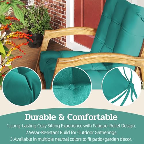 Outdoor Chair Cushions 42x21x4 Inch Set of 2, Lake Blue | Patio Cushions for Dining Rocking Chairs, High Back Soft Seat Pad with Ties, Waterproof Fade Resistant, Indoor Outside Use - color: Lake Blue