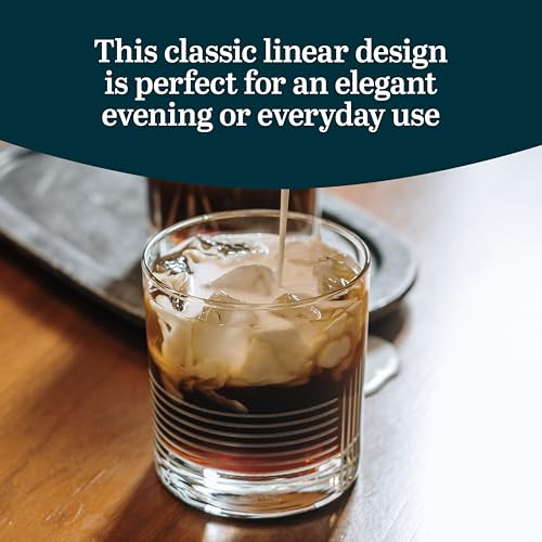 Libbey Cut Cocktails Rocks Glasses Set, Clean, Linear Glassware Drinking Glasses Set of 4, Dishwasher Safe Glasses for Weddings, Birthdays, and More - color: Passage Rocks
