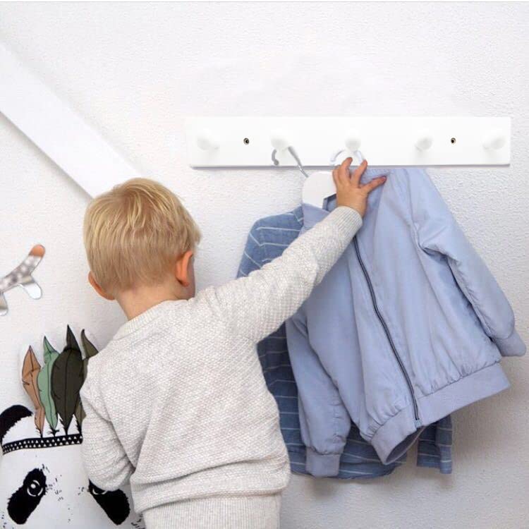 Coat Hooks Wooden Peg Rack for Play Room Wall Mounted Coat Rack Hangers for Coats, Jackets, Hoodies, Bath Towels & Robes - Wall Coat Hooks for Nursery Room Bedroom Bathroom