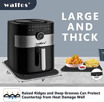 Walfos Silicone Trivets for Hot Pots and Pans - 446°F Heat Resistant Hot Pads for Kitchen Counter- 4 Pcs Multi-Purpose & Versatile Trivet Mat - Long-Lasting & Flexible Silicone Hot Pad（Black） - style: 9x12in, 4 Black Rectangle