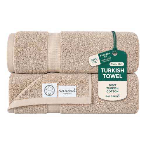 SALBAKOS 2-Piece 100% Turkish Cotton Bath Towels, Extra-Large 35x70, Taupe | Oversized Bath Sheet Towel for Bathroom & Beach, Thick, Super Soft, Highly Absorbent, Premium Hotel Quality, Made in Turkey - color: Taupe, size: 2 Bath Sheets