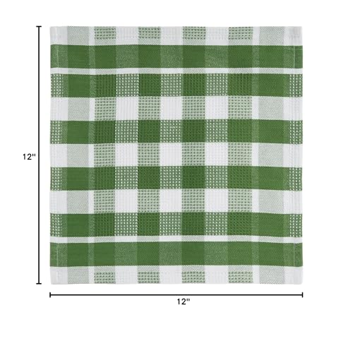 LANE LINEN 100% Cotton Kitchen Dish Cloths, Ultra Soft Absorbent Quick Drying Dish Towels, Multiweave Wash Cloths Dish Towel Sets, 12x12 Inches, 12 Pack - Olive - color: 02: Olive, size: 12"x12" - 12 Pack