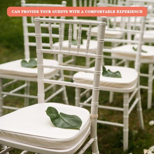 Spiareal 2 Pieces Wedding Chiavari Chair Cushion 15 x 15 Inch, White | Chiavari Chair Cushions, Non Slip White Seat Pads with Ties, chiavari Chairs Pad, Perfect for Wedding Party Decor Bulk