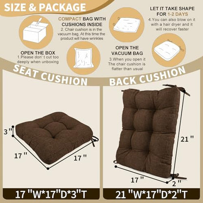 BUYUE Chair Cushion Set for Rocking Chair, Back Pillow & Seat Cushion with Ties, Original Woven Fabric Non-Slip Chair Pads for Elderly Sitting, Chocolate - color: Chocolate