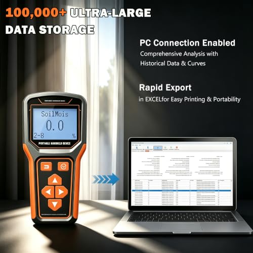 8-in-1 Soil Tester, Soil Moisture Meter with Digital PH, NPK, EC, Salt, Temp, Rechargeable Portable Soil Test Kit for Gardening, Farming and Outdoor Plants