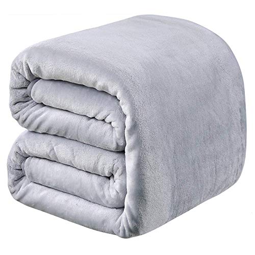Polar Fleece Blankets Twin Size for The Bed Extra Soft Brush Fabric Super Warm Sofa Blanket 66" x 90"(Light Gray Twin) - color: Gray, size: Twin (90-Inch-by-66-Inch)