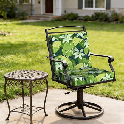 DYTXIII Outdoor Midback Chair Cushions Set of 2-20"x17" Water Repellent & Fade-Resistant Patio Seat Cushions with High-Resiliency Foam, Non-Slip Ties for Dining, Balcony Furniture-Jungle Leaves - color: Jungle Leaves