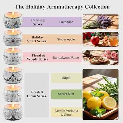 Candle Set for Women Gift, Scented Candles, 6 Pack Large Natural Soy Wax Candles in Tins, Stress Relief Gifts for Women, Aromatherapy Candle, 5.7oz Each, 30-35 Hr Burn, Ideal Gifts for Mom Birthday - size: Large 6-Candle Set (Boho)