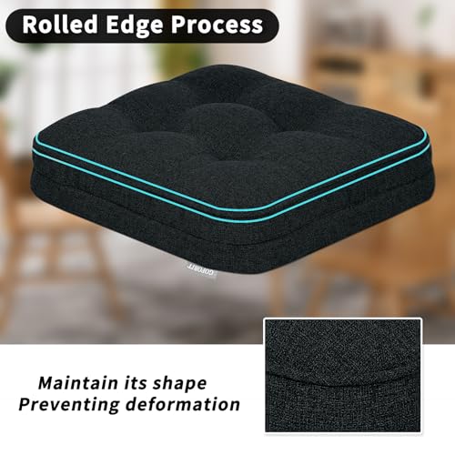 GOFORIT Memory Foam Seat Cushion，Kitchen Chair Cushions for Dining Chairs,Non-Slip Chair Pads with Removable Cover, 16'' x 16'', Black - color: Black