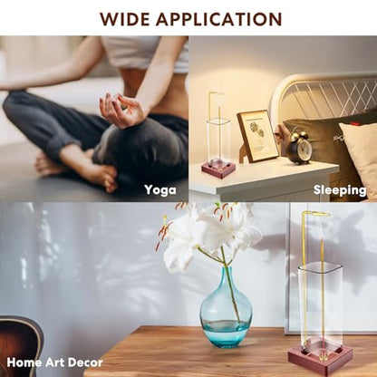 2 Pcs Glass Incense Holder for Sticks, Modern Incense Burner with Removable Glass Ash Catcher, Wood Incense Sticks Holder for Yoga Meditation Home Decor