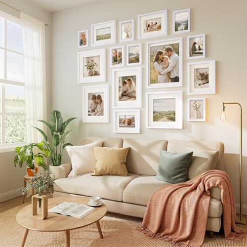 Vittanly Solid Wood 8x10 Picture Frames Set of 4, White | 5x7 Picture Frame with Mat, Gallery Wall Frame Set, 8 x 10 Frame for Wall & Tabletop Display, Family, Pet, Christmas - color: White, size: 8x10