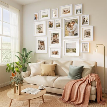 Vittanly Solid Wood 8x10 Picture Frames Set of 4, White | 5x7 Picture Frame with Mat, Gallery Wall Frame Set, 8 x 10 Frame for Wall & Tabletop Display, Family, Pet, Christmas - color: White, size: 8x10