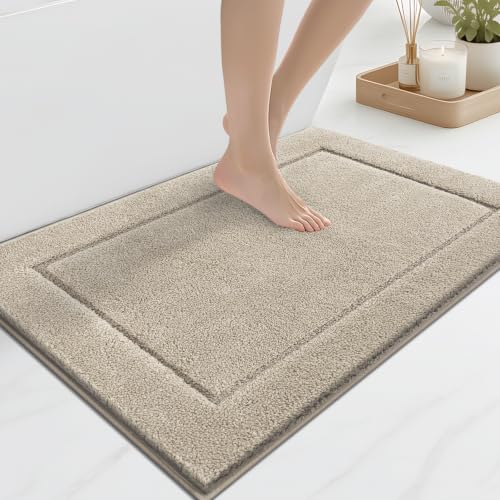 anllugs Bathroom Rugs, Non-Slip Bath Rugs, 24" x 36", Beige | Extra Soft, Super Absorbent, Machine Washable, Quick Dry, Bath Mats for Shower and Bathtub, TPR Backing, Runner Rugs - color: Beige, size: 24" X 36"