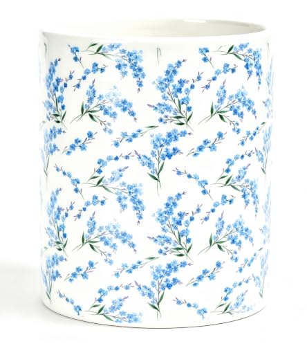 Kitchen Utensil Holder,7.2-inch Extra Large Sturdy Ceramic Cherry Floral Pattern Utensil Crock,Cooking Utensil Organizer for Kitchen Counter Decor,Storage Caddy Farmhouse Gift Blue Blossom - color: Blue Blossom