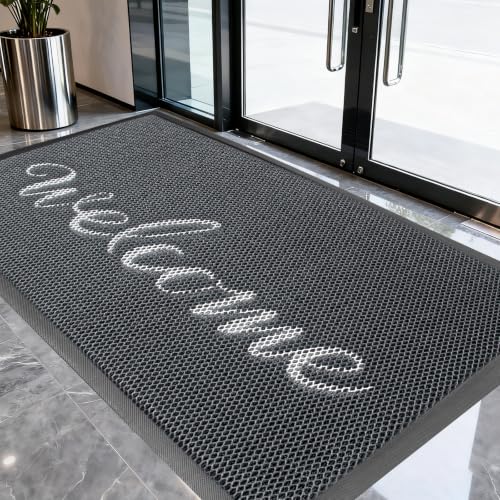 Vicwe Front Door Mat Outside Entrance, 47"x70" Heavy Duty Non-Slip Doormat | Stretch Mesh, Low-Profile, Dirt Trapper Entrance Doormats, Easy Clean, Welcome Mat for Indoor Outdoor Entryway Porch, Gray - color: Grey, size: 47" x 70"(Rectangular)