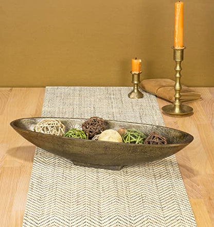Red Co. 16” Long Oval Decorative Aluminum Metal Pedestal Centerpiece Bowl in Silver Finish