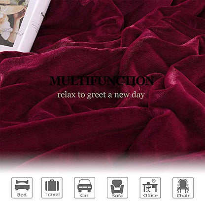NANPIPER Sherpa Blanket Twin Thick Warm Blanket for Winter, Super Soft Fuzzy Flannel Fleece/Wool Like Reversible Velvet Plush (Wine Red, Twin Size 60"x80") - color: Wine Red, size: Twin