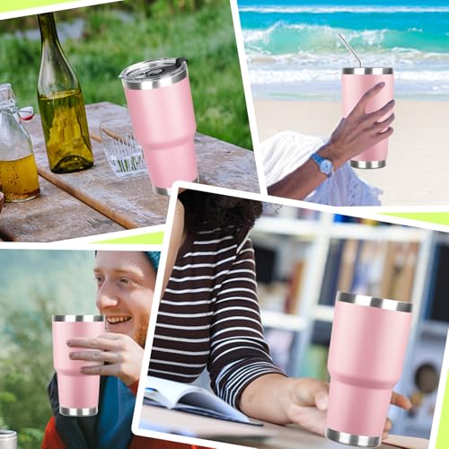 30 oz Tumbler with Lids and Straws Double Wall Vacuum Insulated Tumbler Cup,Stainless Steel Leak-proof Thermal Tumbler Travel Coffee Mug for Cold and Hot Drinks,Sakura Pink - color: Sakura Pink, size: 30 Ounces