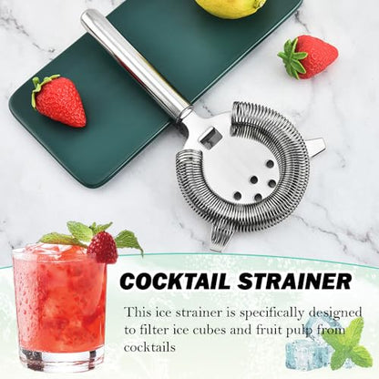 Cocktail Strainer, Bar Strainers, Stainless Steel, Silvery | Martini Strainer, for Drinks Boston Shaker Mixing Glass Bartender Hawthorne Tools