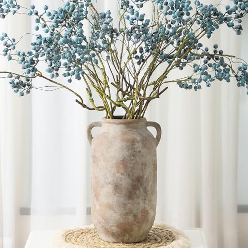 Vanselia Ceramic Flower Vase Home Table Decor Living Room Farmhouse 12 in | Large Tall White Rustic Decorative Flowers Vases Plant Modern Decoration for Kitchen Shelf Coffee Dining Centerpieces Desk - color: 12" Retro