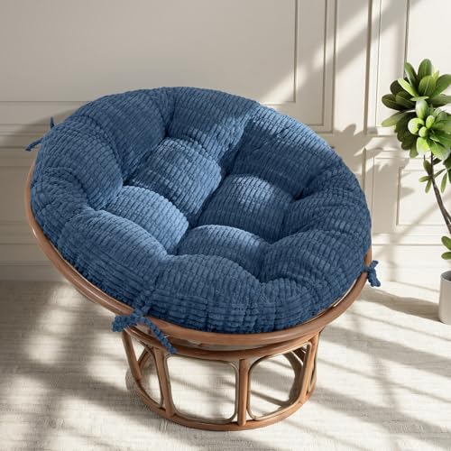 idee-home Papasan Chair Cushion, Circle Papasan Cushion (Without Chair) | Replacement Indoor& Outdoor for Egg Bowl Chair, 48 X 48 Inch, Slate Blue - color: Slate Blue, size: 48x48x6 inch
