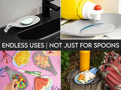 Silicone Spoon Rest for Stove Top, Set of 2, XL 9.2 Inch, DISHWASHER SAFE | NON-STICK Surface for Quick Cleanup, Non-Slip, Safe for Glass and Induction Cooktops, Raised Edges Catch Drips, Gray & Cream - color: Cool Gray&Cream Gray - 2 Pcs
