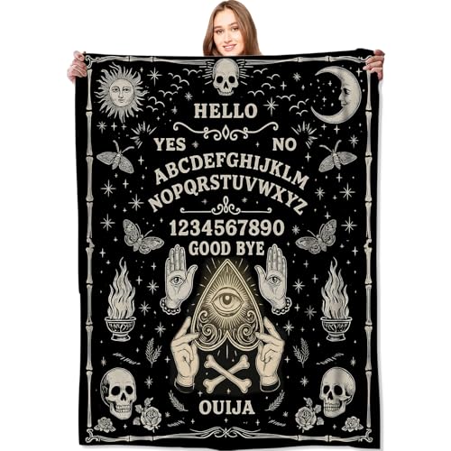 Ouija Board Blanket Halloween Holiday Decor Gothic Spirit Witch Throw Gifts for Kids Adults Lightweight Soft Fleece Sun Moon Skeleton Skull Witchy Blankets for Horror Spooky Decoration 40x50in - color: Ouija Board, size: 40x50in
