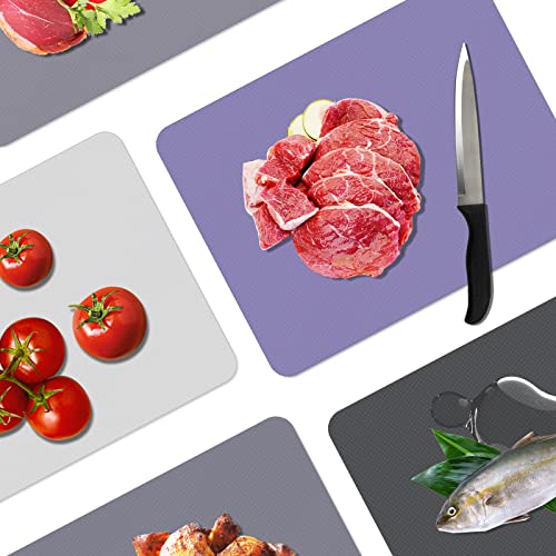 WK Small Flexible Plastic Cutting Boards for Kitchen Set of 3, Non Slip Cutting Mats for Meat, Mini Cutting Board Mats, BPA Free, Dishwasher Safe, 7.3x11.5" - color: Multi Grey - Small - 3
